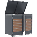Abri cache-poubelle en acier galvanisé aspect bois 2 containers 240L - X-METAL