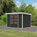 Abri de jardin en bois anthracite 19mm - acier blanc - 6,4m² Jupiter 4C – Karibu