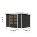 Abri de jardin en bois anthracite 19mm - acier blanc - 6,4m² Jupiter 4C – Karibu