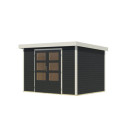 Abri de jardin en bois anthracite 19mm - acier blanc - 6,4m² Jupiter 4C – Karibu
