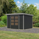 Abri de jardin en bois anthracite 19mm - acier gris - 6,4m² Jupiter 4C – Karibu