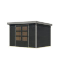 Abri de jardin en bois anthracite 19mm - acier gris - 6,4m² Jupiter 4C – Karibu