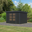 Abri de jardin en bois anthracite 19mm - acier anthracite - 6,4m² Jupiter 4C – Karibu