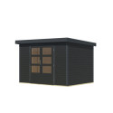 Abri de jardin en bois anthracite 19mm - acier anthracite - 6,4m² Jupiter 4C – Karibu