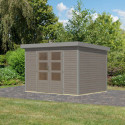Abri de jardin en bois gris clair 19mm - acier gris - 6,4m² Jupiter 4D – Karibu