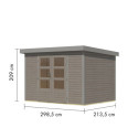 Abri de jardin en bois gris clair 19mm - acier gris - 6,4m² Jupiter 4D – Karibu
