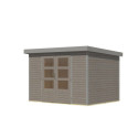 Abri de jardin en bois gris clair 19mm - acier gris - 6,4m² Jupiter 4D – Karibu