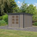 Abri de jardin en bois gris clair 19mm - acier anthracite - 6,4m² Jupiter 4D – Karibu
