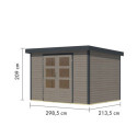 Abri de jardin en bois gris clair 19mm - acier anthracite - 6,4m² Jupiter 4D – Karibu