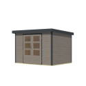 Abri de jardin en bois gris clair 19mm - acier anthracite - 6,4m² Jupiter 4D – Karibu
