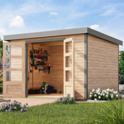 Abri de jardin en bois brut 19mm - acier gris - 7,2m² Jupiter 5A – Karibu