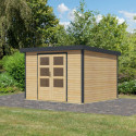 Abri de jardin en bois brut 19mm - acier anthracite - 7,2m² Jupiter 5A – Karibu