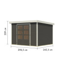 Abri de jardin en bois gris terre 19mm - acier blanc - 7,2m² Jupiter 5B – Karibu