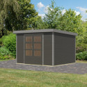 Abri de jardin en bois gris terre 19mm - acier gris - 7,2m² Jupiter 5B – Karibu