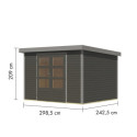 Abri de jardin en bois gris terre 19mm - acier gris - 7,2m² Jupiter 5B – Karibu