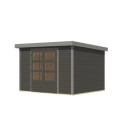 Abri de jardin en bois gris terre 19mm - acier gris - 7,2m² Jupiter 5B – Karibu