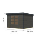 Abri de jardin en bois gris terre 19mm - acier anthracite - 7,2m² Jupiter 5B – Karibu