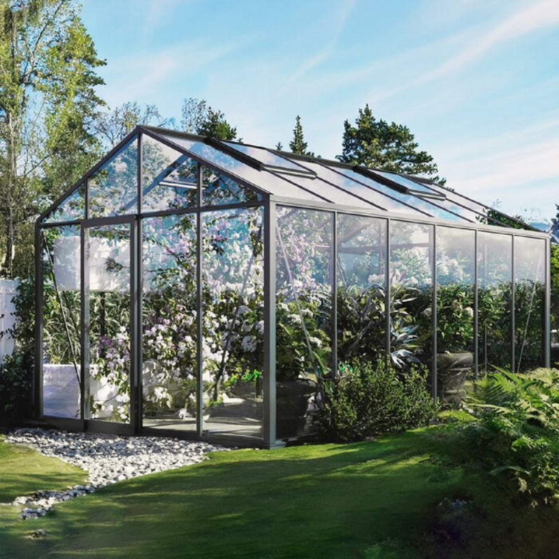 Serre de jardin 235x608cm Classique en aluminium et verre de protection solaire - BloomCabin