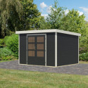 Abri de jardin en bois anthracite 19mm - acier blanc - 7,2m² Jupiter 5B – Karibu
