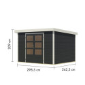 Abri de jardin en bois anthracite 19mm - acier blanc - 7,2m² Jupiter 5B – Karibu