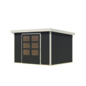 Abri de jardin en bois anthracite 19mm - acier blanc - 7,2m² Jupiter 5B – Karibu
