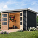 Abri de jardin en bois anthracite 19mm - acier gris - 7,2m² Jupiter 5B – Karibu