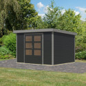 Abri de jardin en bois anthracite 19mm - acier gris - 7,2m² Jupiter 5B – Karibu