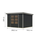 Abri de jardin en bois anthracite 19mm - acier gris - 7,2m² Jupiter 5B – Karibu