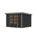 Abri de jardin en bois anthracite 19mm - acier gris - 7,2m² Jupiter 5B – Karibu