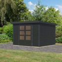 Abri de jardin en bois anthracite 19mm - acier anthracite - 7,2m² Jupiter 5B – Karibu