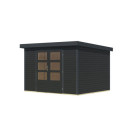 Abri de jardin en bois anthracite 19mm - acier anthracite - 7,2m² Jupiter 5B – Karibu