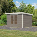 Abri de jardin en bois gris clair 19mm - acier blanc - 7,2m² Jupiter 5B – Karibu