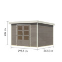 Abri de jardin en bois gris clair 19mm - acier blanc - 7,2m² Jupiter 5B – Karibu