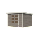 Abri de jardin en bois gris clair 19mm - acier blanc - 7,2m² Jupiter 5B – Karibu