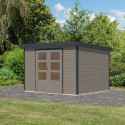 Abri de jardin en bois gris clair 19mm - acier anthracite - 7,2m² Jupiter 5B – Karibu