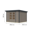 Abri de jardin en bois gris clair 19mm - acier anthracite - 7,2m² Jupiter 5B – Karibu