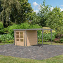 Abri de jardin en bois brut 19mm - acier gris - 4,45m² Jupiter 2A + appentis 235cm – Karibu