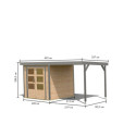 Abri de jardin en bois brut 19mm - acier gris - 4,45m² Jupiter 2A + appentis 235cm – Karibu