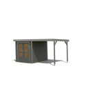 Abri de jardin en bois gris terre 19mm - acier gris - 4,45m² Jupiter 2B + appentis 235cm – Karibu
