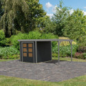 Abri de jardin en bois anthracite 19mm - acier gris - 4,45m² Jupiter 2C + appentis 235cm – Karibu