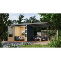Abri de jardin en bois anthracite 19mm - acier gris - 4,45m² Jupiter 2C + appentis 235cm – Karibu