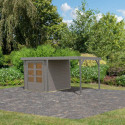 Abri de jardin en bois gris clair 19mm - acier gris - 4,45m² Jupiter 2D + appentis 235cm – Karibu	