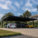Carport 53,7m² en aluminium noir et polycarbonate 10mm Oslo - Canopia by Palram