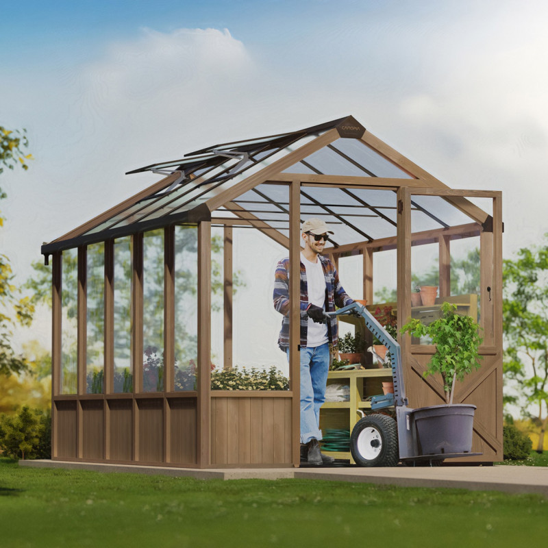 Serre en bois et polycarbonate transparent 8,6m² Natura - Canopia by Palram