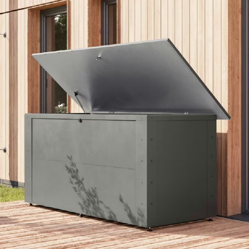 Coffre de rangement 1,10m² en métal gris avec plancher Himalia 1 - Karibu
