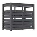 Cache poubelle en bois gris terre - 2x240L - bac à plantes intégré de 110L - Karibu