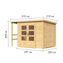 Abri de jardin multifonctions en bois brut 6m² avec armoire intégrée – Karibu