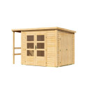 Abri de jardin multifonctions en bois brut 6m² avec armoire intégrée – Karibu