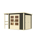 Abri de jardin multifonctions en bois gris terre 6m² avec armoire intégrée – Karibu