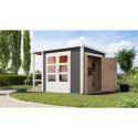 Abri de jardin multifonctions en bois gris terre 6m² avec armoire intégrée – Karibu